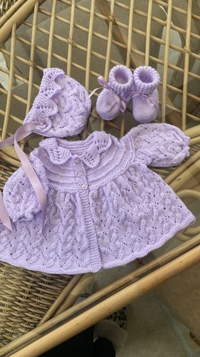 Hand knitted matinee - hand,
