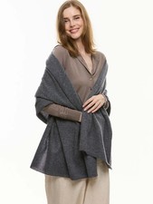 CASHMERE DARK GREY SCARF Thick Shawl Travel Wrap Handmade Natural Soft&Warm
