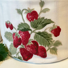 Fabric Storage Basket / Bread / Plant Pot / Laura Ashley Strawberries & Stripes