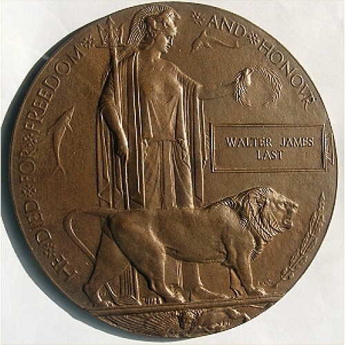 Ww1 death penny plaque - penny, walter