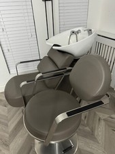 Grey Salon Backwash & 2 Salon Chairs purchased by salon equipment centre 