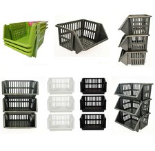Vegetable Storage Basket Plastic Stackable Kitchen Fruit Stacker Stacking Rack
