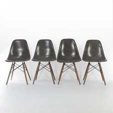Herman Miller Eames DSW Elephant Grey Set (4) Original Dining Shell Chairs