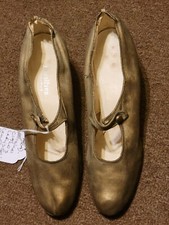 1920’s Gold Leather Shoes Flapper Antique Used