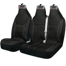 FOR FORD TRANSIT MK6 MK7 MK8 - LUXURY QUILTED GREY PIPING VAN SEAT COVERS - 2+1