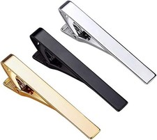 3 Pack Tie Clips for Men Long Styles Tie Bar Clip Set Square Edges Tie Tack Pins
