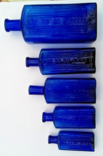 vintage blue poison bottles
