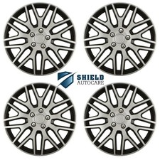 Wheel Trims 14" Hub Caps Dakar NC Plastic Covers Set of 4 Black Silver Fit R14