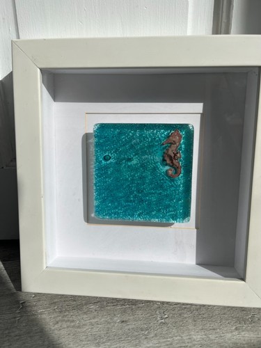 Framed fused glass coastal - framed,