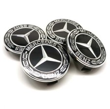 For Mercedes-Benz 4PCS Ø75mm S C E GLC GLE AMG hubcaps wheel centre caps black