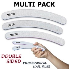 Emery Boards 180/180 Grit Nail Files Acrylics Uv Gel Curved Buffer File Set