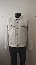 Lewis Style Men's Trucker Jacket White Napa Leather SOFT Classic Collar Jacket