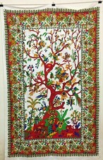Indian Bedspread Twin Wall Hanging Tapestry Home Decor Tree Of Life Print Throw 