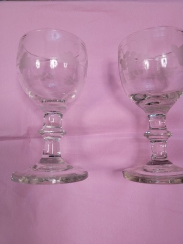 Lovely antique etched - x2,