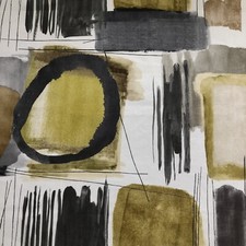 Harlequin Curtain Fabric KANJIRO 0.75m Ochre/Charcoal/Stone Abstract Design