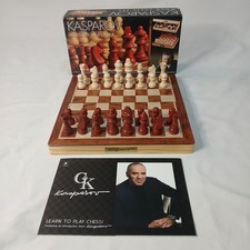 Kasparov Wood Chess Set Complete Real Wood Pieces Folding Board VGC