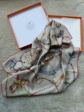 Hermes Carre 70 Silk Scarf With Box, Pampa Cowboys By Jean De Fougerolles, VGC