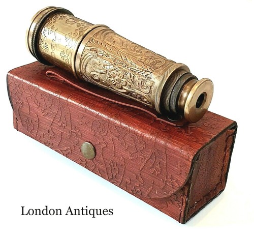 Vintage brass telescope - vintage,