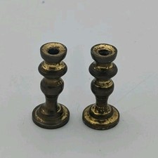 x2 Vintage a duo of Small Brass Candle Sticks est 31mm tall detailed 25g UK ⭐⭐