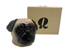 Quail Ceramics Pug Face Egg Cup Fawn Dog Hand Painted Stoneware 6 cm Tall Boxed