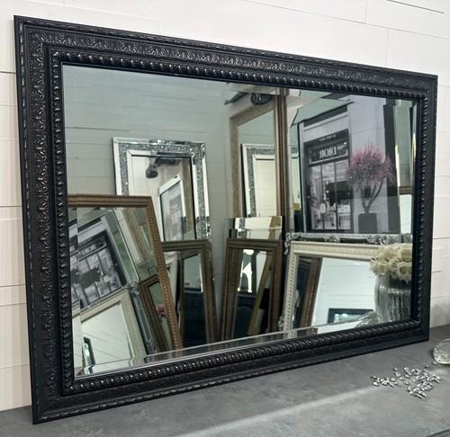 Ornate black mirror small - black,