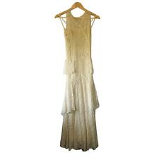 1920s Antique Silk Slip Dress Cream Lace Overlay Vintage Flapper Gatsby UK 8 S