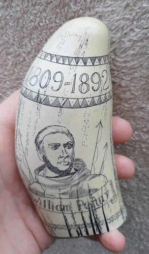 Resin whales tooth scrimshaw - tooth,