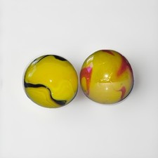 2 Giant Marbles, Yellow And Black, Yellow And Red