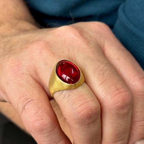 Gold natural ruby stone oval - stone,