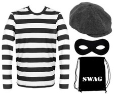 BURGLAR COSTUME SET ROBBER STORYBOOK WORLD BOOK DAY CHILDS ADULTS FANCY DRESS