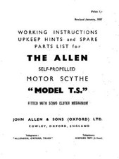 OXFORD ALLEN SCYTHE Model T & S Owners Instruction, Service & Maintenance Manual