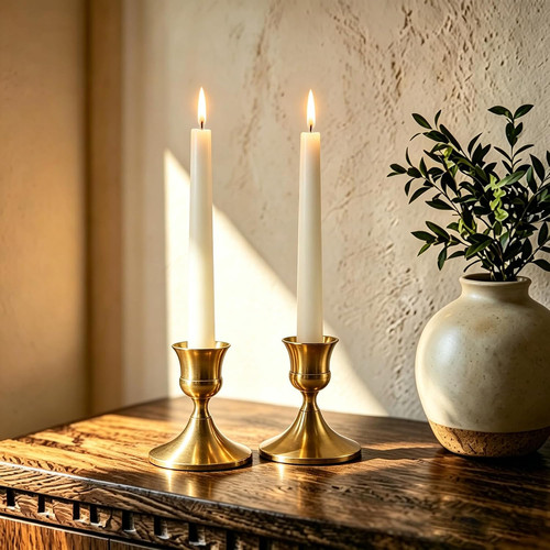Set brass gold candle - set,