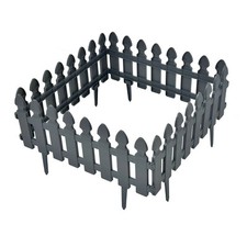 Fence Garden Fencing Lawn Edging Picket Fence Panel Barrier Wooden Effect Grey