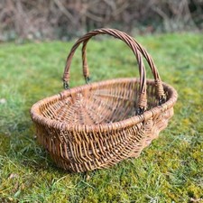 Garden Trug Basket Flower Wooden Willow Wicker With Folding Handles (46cm)