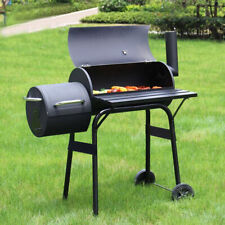 Large Charcoal Barrel BBQ Grill Garden Barbecue Patio Smoker Portable Wheels