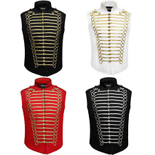 Mens Sleeveless Hussar Jacket Steampunk Military Drummer Lightweight Jackets