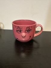 Vtg Livingware Collection Funny Smiley 3D Face Coffee 12 Oz Mug Deep Pink