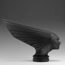 Art Deco Hood Ornament ' Victoire ' Black  Glass 1930' H.Hoffmann by Lalique