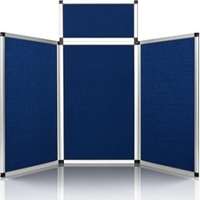 Folding Table Top Display Tri Fold Board Tabletop Poster Board 4 Panels (Blue)