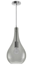 Modern Smoky Grey Glass Ceiling Hanging Pendant Light Teardrop Style Shade M0213