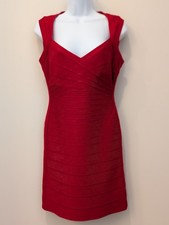 Herve Leger SARAI Women's Size Large Lipstick Red Bandage Dress 