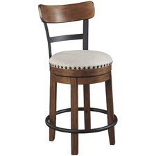 Versatile Rustic Bar Stool - 24.5" Counter Height with Polyester Upholstery