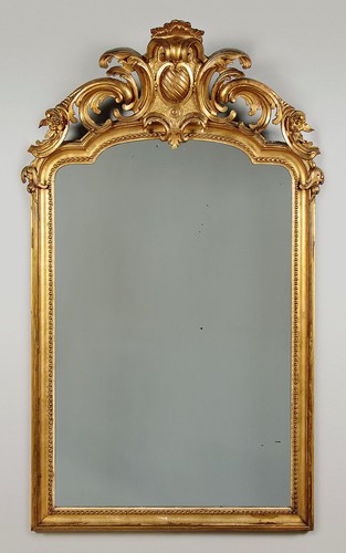 Antique gilt overmantle mirror - antique,