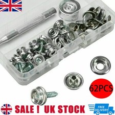 Heavy Duty Snap Fasteners Press Studs Kit +Poppers Leather Button Tool 62PCS UK