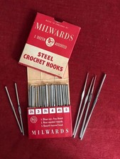 Vintage Milward Old UK Sizing Steel Crochet Hooks for Cotton Sold Individually.