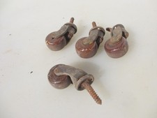 Victorian Brass & Ceramic Furniture Castors Trolley Wheels Old Castor Antique