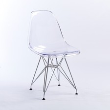 Niches Transparent Clear Chrome Legs Dining Chair Office Restaurant Vanity Chair