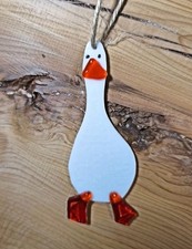 Xmas Quirky Goose  Handmade Fused Glass 
