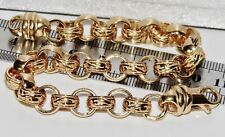 SOLID 9CT YELLOW GOLD ON SILVER 8.75 INCH MEN'S BELCHER BRACELET
