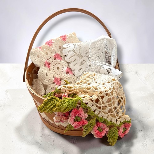 Vintage handmade crochet doily - vintage,